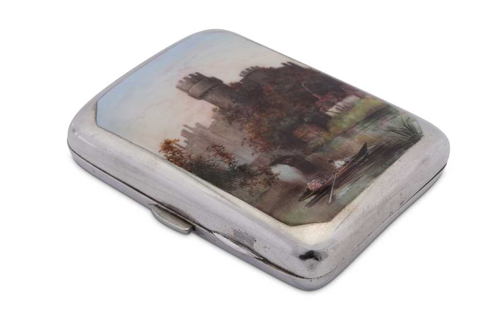 A Victorian sterling silver and enamel cigarette case, Chester 1886 by William Neale - Image 2 of 3