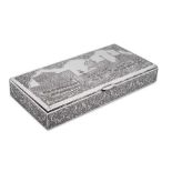 A mid-20th century Iranian (Persian) 900 standard silver cigarette box, Isfahan circa 1960 mark of M