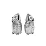 A pair of Victorian sterling silver novelty pepper pots, London 1879 by Frederick Brasted