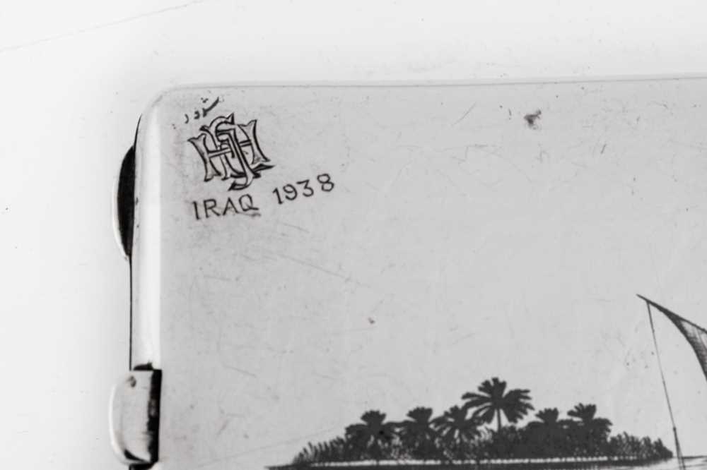 An early 20th century Iraqi silver and niello cigarette case, Basra dated 1938 - Image 5 of 5