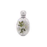 A Victorian sterling silver and enamel scent bottle, London 1889 by Sampson Mordan