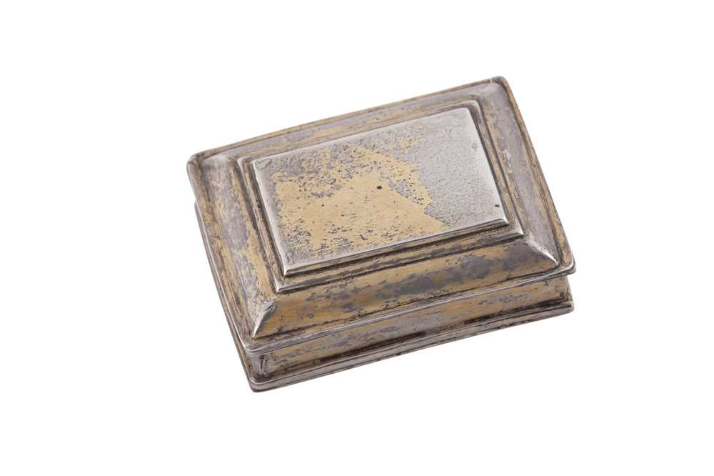 A mid-18th century Spanish Colonial unmarked silver gilt snuff box, circa 1730-50