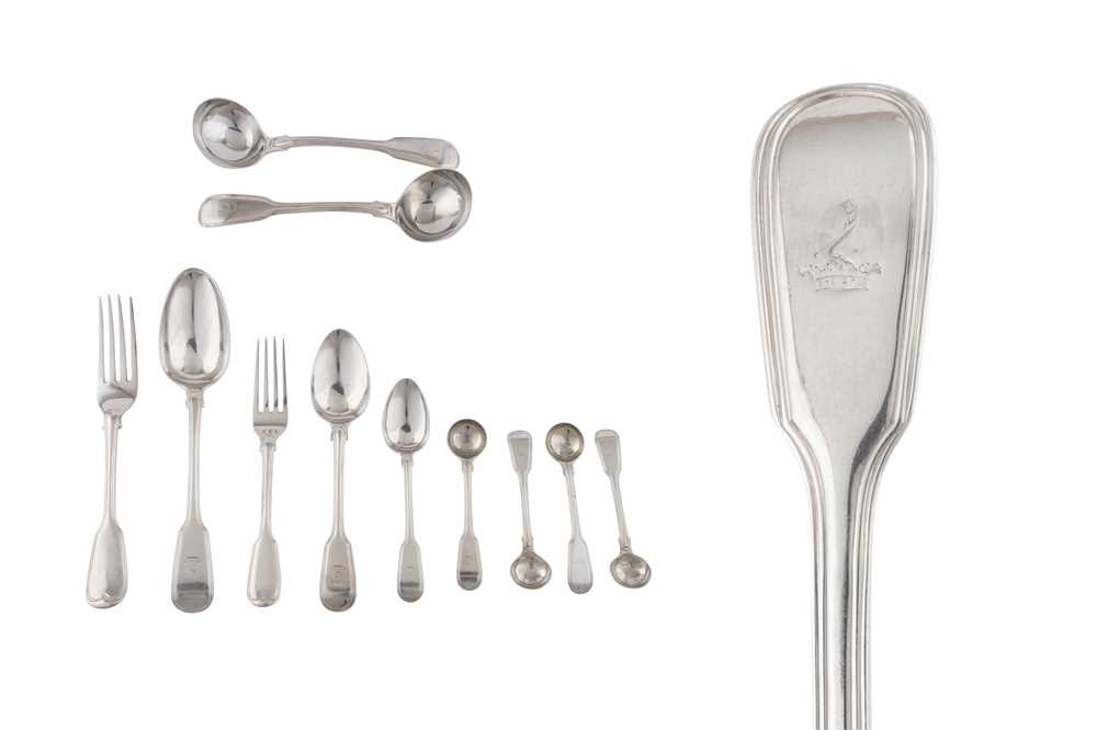 A George IV/ William IV sterling silver table service of flatware / canteen, London 1824/25/27/31 by