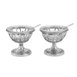 A pair of Charles X / Louis Phillipe early 19th century French 950 standard silver salts, Paris 1819