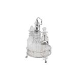 A George III sterling silver five bottle cruet, London 1768 by Jabez Daniell & James Mince