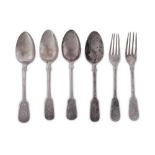 A group of early 20th century Iranian (Persian) silver flatware, Isfahan circa 1920, mark of Ja’far