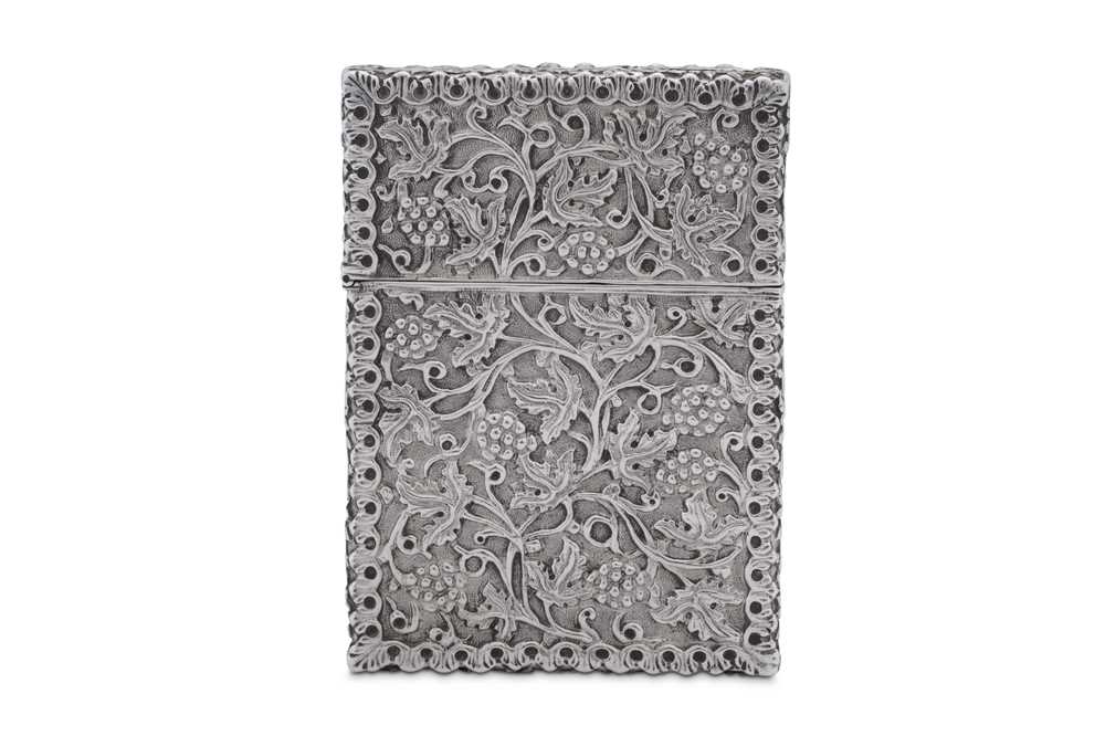 A Victorian sterling silver card case, Birmingham 1869 by Fredrick Elkington