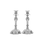 A pair of Napoleon III mid-19th century French 950 standard silver candlesticks, Paris circa 1849-61