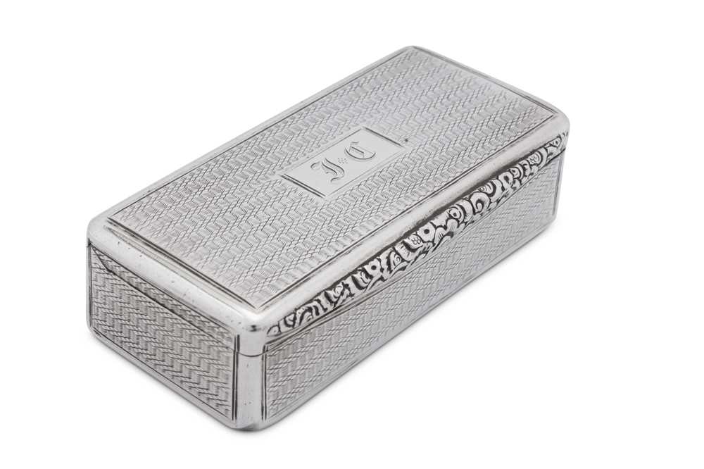 A George IV sterling silver snuff box, Birmingham 1824 by John Lawrence and Co