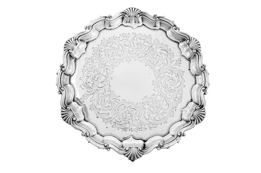 A Victorian sterling silver salver, London 1882 by Martin Hall and Co