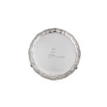 A George V sterling silver small salver, Birmingham 1928 by Adie Brothers