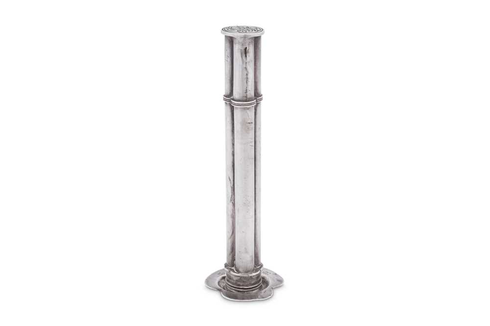 A Charles I mid-17th century silver penner, probably London circa 1640 by WB with three pellets belo