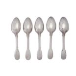 Five George III sterling silver dessert spoons, London 1809/10 by Paul Storr (1771-1844, first reg.