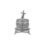 A mid-20th century Burmese silver betel box on stand, Rangoon circa 1958 by Thayet SIlverware