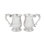 A pair of George VI sterling silver pint mugs, Sheffield 1950 by Stower & Wragg Ltd