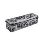 An early 20th century Chinese Export silver cigarette or dressing table box, probably Hong Kong circ