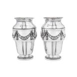 A pair of early 20th century French 950 standard silver vases, Paris circa 1900 by Boin Taburet