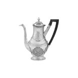 An early 19th century Portuguese silver coffee pot, Lisbon circa 1800 by F over L.S (unidentified V.