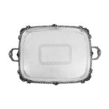 A rare early 19th century Indian Colonial silver twin handled tray, Madras circa 1825 by Peter Cacha