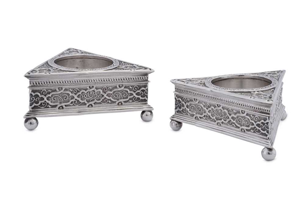 A pair of Victorian sterling silver salts, Sheffield 1870 by Charles Favell