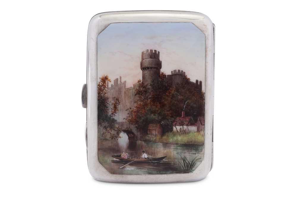 A Victorian sterling silver and enamel cigarette case, Chester 1886 by William Neale