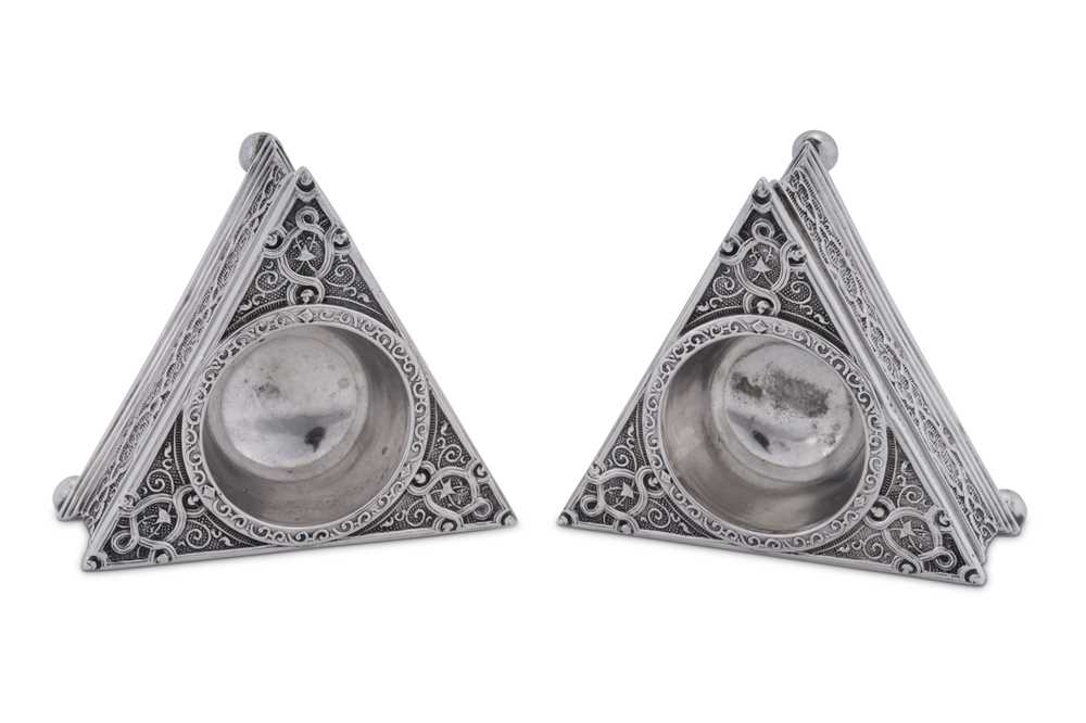 A pair of Victorian sterling silver salts, Sheffield 1870 by Charles Favell - Image 2 of 3