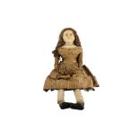 DOLLS: POURED WAX SHOULDER HEAD DOLL, CIRCA 1870