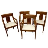 A SET OF FOUR BIEDERMEIER STYLE OPEN ARMCHAIRS, CIRCA 1900