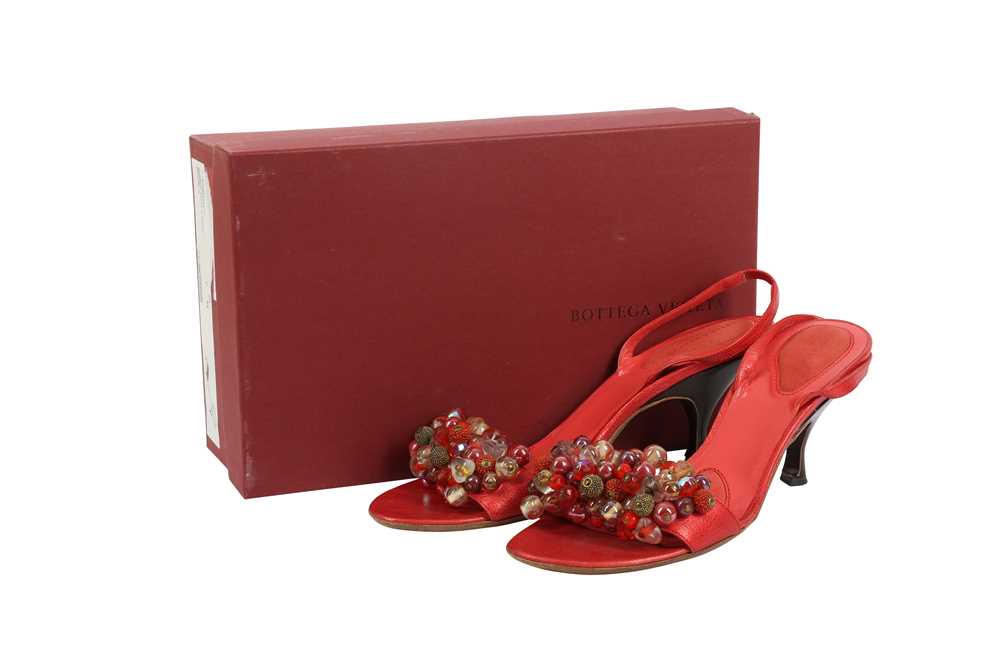 Bottega Veneta Metallic Coral Embellished Sandal - Size 38
