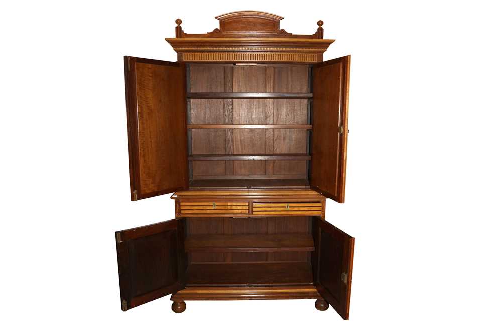 AN ANGLO INDIAN AESTHETIC STYLE TEAK AND INLAID CABINET, 20TH CENTURY - Image 3 of 3