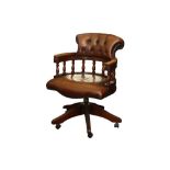 A MAHOGANY CAPTAINS DESK CHAIR, LATE 20TH CENTURY