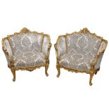 A PAIR OF ROCOCCO STYLE LOUIS XV STYLE SALON CHAIRS