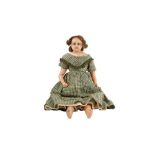 DOLLS: MONTANARI POURED WAX SHOULDER HEAD DOLL, CIRCA 1875