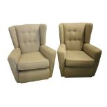 A PAIR OF CONTEMPORARY WINGBACK ARMCHAIRS