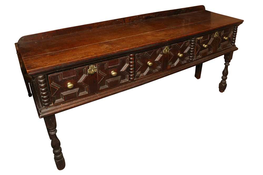 AN OAK DRESSER BASE, 17TH CENTURY AND LATER