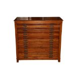 AN ANGLO INDIAN TEAK PRINTERS CABINET, MID 20TH CENTURY