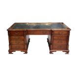 A MAHOGANY PEDESTAL PARTNERS WRITING DESK, LATE 20TH CENTURY