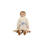 DOLLS: POURED WAX SHOULDER HEAD DOLL, CIRCA 1860