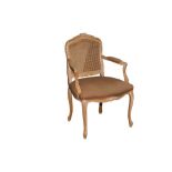 A FRENCH LOUIS XV STYLE LIMED BEECH FAUTEUIL, LATE 20TH CENTURY