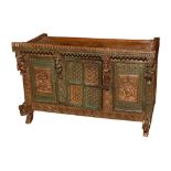 AN INDIAN CARVED HARDWOOD SIDE CABINET, 20TH CENTURY