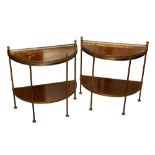 A PAIR OF FRENCH MAHOGANY TWO TIER ETAGERES, 20TH CENTURY