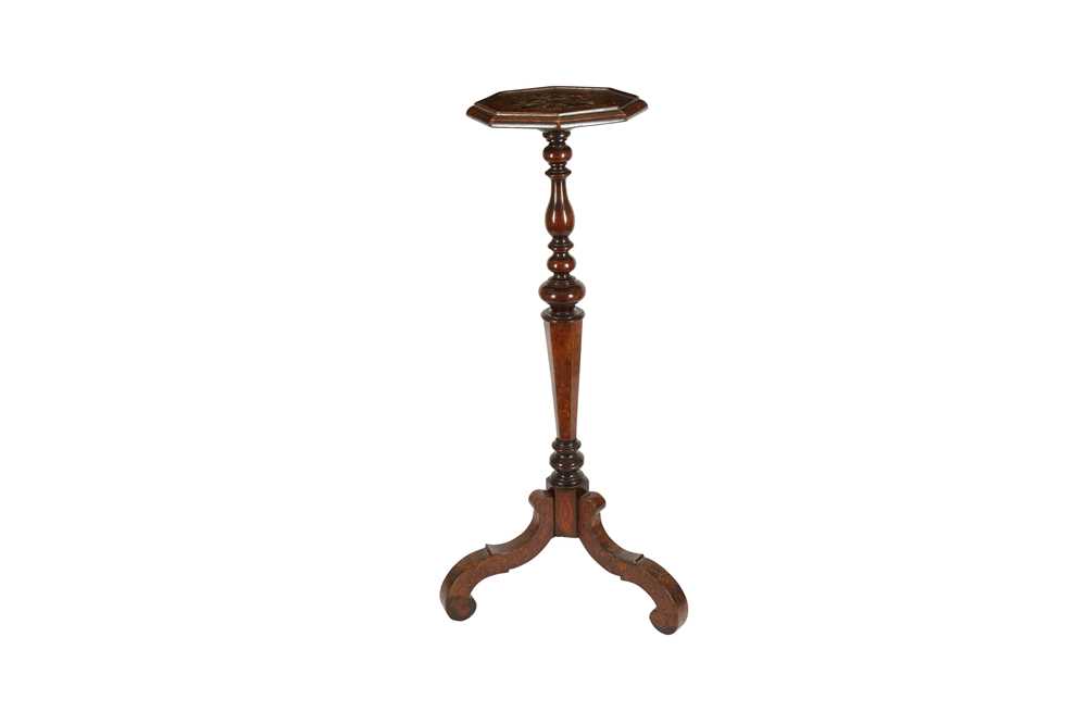 A DUTCH WALNUT AND MARQUETRY CANDLE STAND, IN THE 17TH CENTURY STYLE, 19TH CENTURY - Image 11 of 21