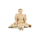 DOLLS: POURED WAX SHOULDER HEAD DOLL, CIRCA 1870