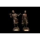 A PAIR OF LATE 19TH CENTURY FRENCH BRONZE ORIENTALIST FIGURES BY PINEDO AND DEBUT