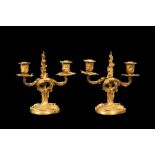A FINE PAIR OF LATE 19TH CENTURY FRENCH GILT BRONZE CANDLESTICKS BY JOLLET & CIE, PARIS