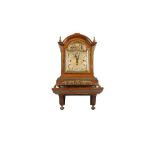 A LATE 19TH CENTURY MAHOGANY FUSEE QUARTER CHIMING BRACKET CLOCK WITH ORIGINAL BRACKET