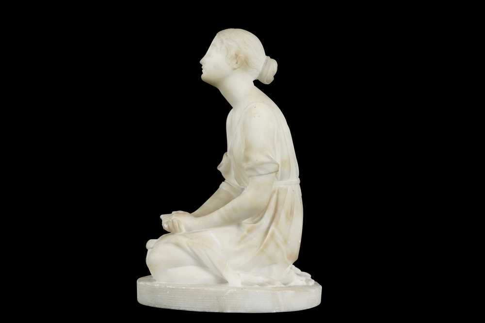 A LATE 19TH CENTURY ITALIAN ALABASTER FIGURE OF A KNEELING GIRL - Image 3 of 7