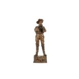 FREIDRICH GOLDSCHEIDER (1845-1897): A COLD PAINTED TERRACOTTA FIGURE OF A COWBOY CIRCA 1902