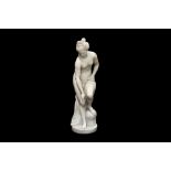 AFTER CHRISTOPHE-GABRIEL ALLEGRAIN (FRENCH, 1710-1795): A 19TH CENTURY ALABASTER FIGURE OF VENUS SOR