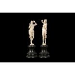 A PAIR OF 19TH CENTURY DIEPPE IVORY FIGURES OF NUDE MAIDENS